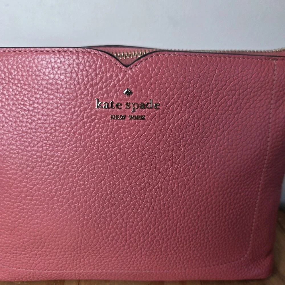 Kate Spade New York Pink Pebbled Leather Crossbody Bag Purse Zip Shoulder